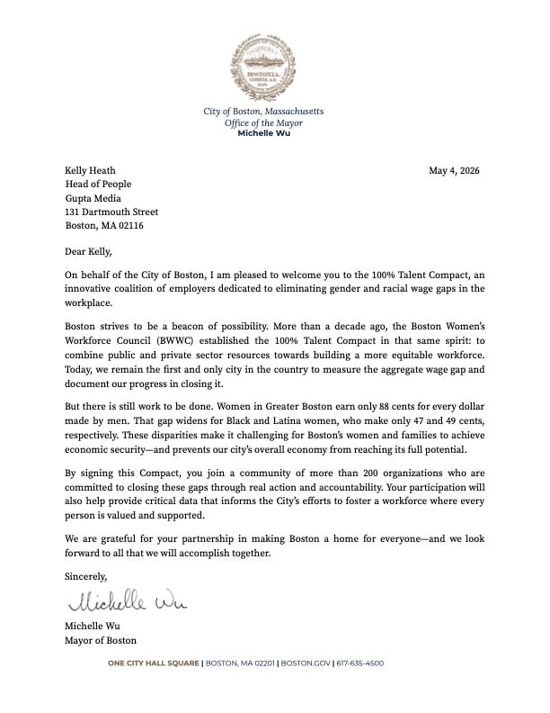 Mayors Letter_ 100% Talent Compact Welcome - Gupta Media