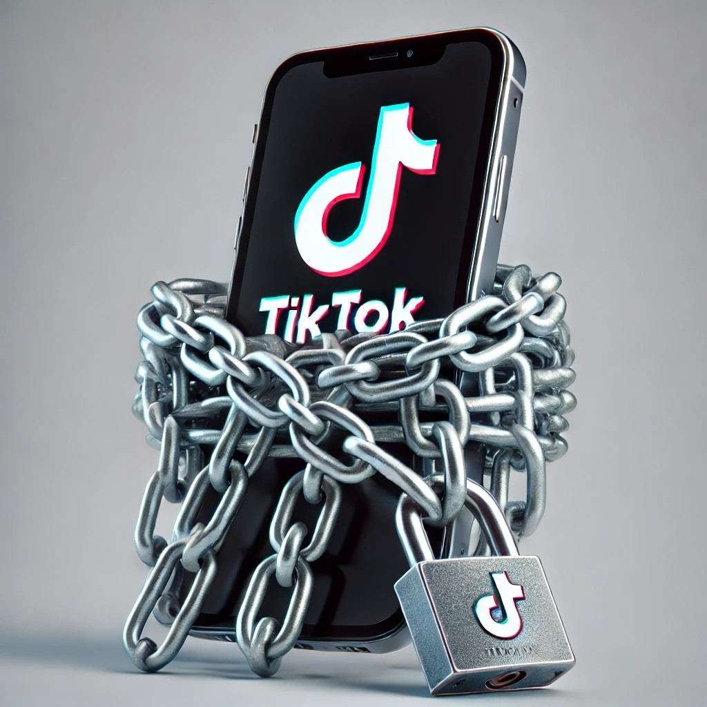 TikTok ban, iPhone wrapped in a padlock